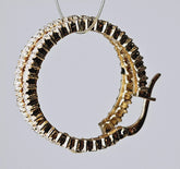 18ct Solid Yellow Gold Hoop Earrings Dressed w/ a Swath of Clear Cubic Zirconia